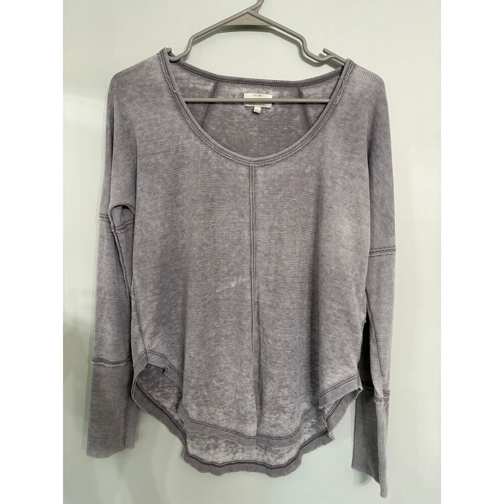 Lucky Brand Gray Waffle Knit Thermal Top